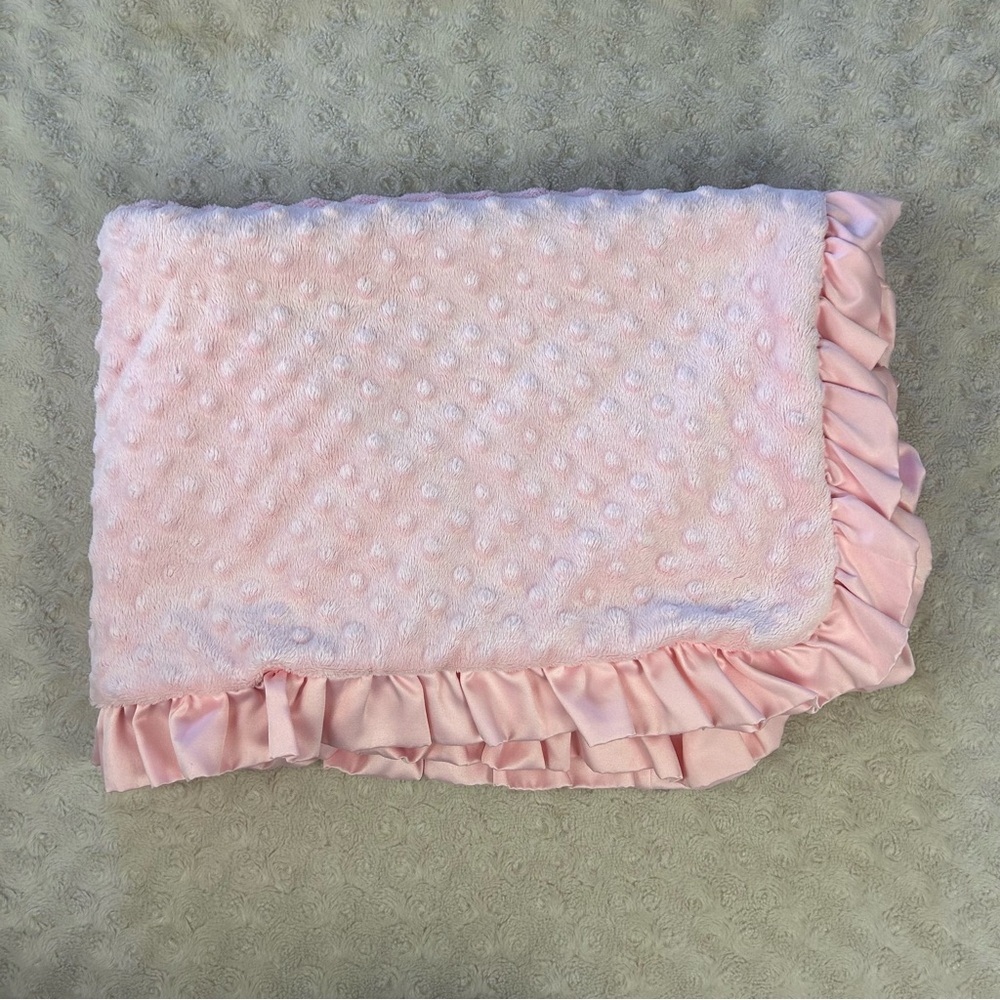 Simple Joys by Carter's Pink Minky Dot Baby Blanket Ruffle Edge Lovey Security